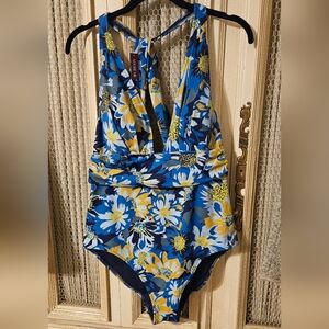 NWT Adore Me Blue Floral Onepiece Bathingsuit Size XL